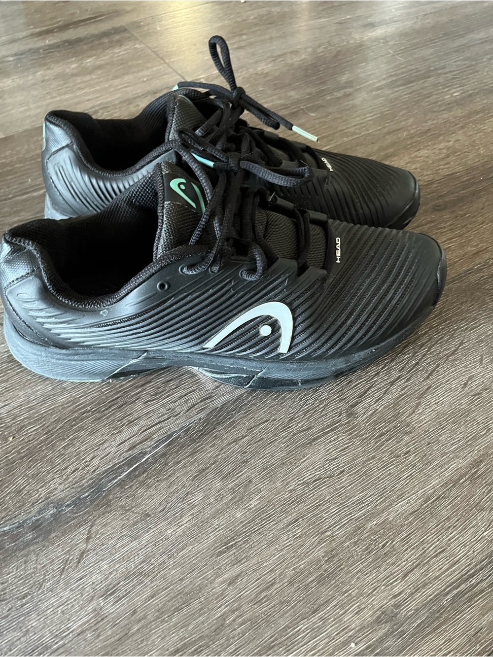 Head Black Athletic Sneakers with Mint Logo Accents